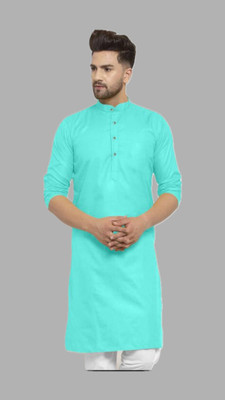 Anuj Fashion Men Striped A-line Kurta(Blue)