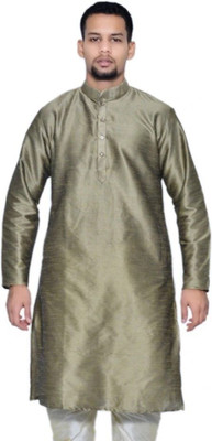 MAG Men Solid Straight Kurta(Green)