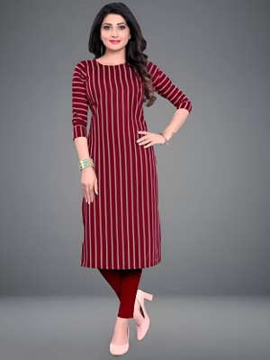 SHREE INFINITY EXPORT Women Printed A-line Kurta(Maroon)