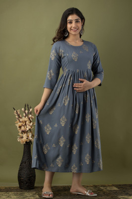 Mialo fashion Women Printed Anarkali Kurta(Grey)