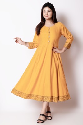 KashisCreation Anarkali Gown(Yellow)