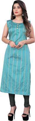 MAHADEV CREATION Women Striped Straight Kurta(Light Blue)