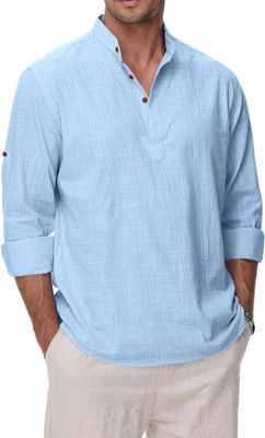 Fifth U Men Solid A-line Kurta(Light Blue)