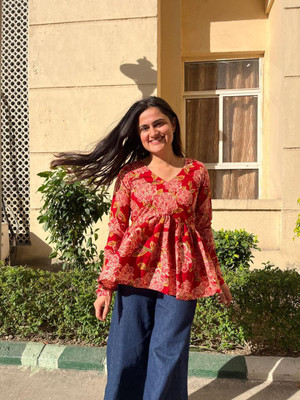 AQUACOLLECTION Women Printed A-line Kurta(Black)
