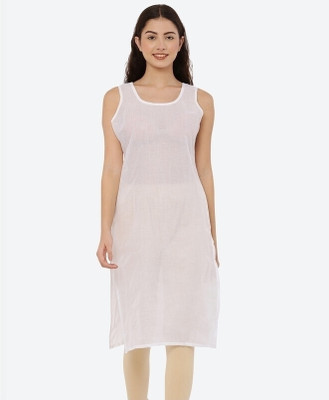 FAWOMENT Women Solid Straight Kurta(White)