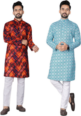 DHASU TRENDZ Men Printed Straight Kurta(Multicolor)