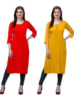 Coft Women Solid Straight Kurta(Multicolor)