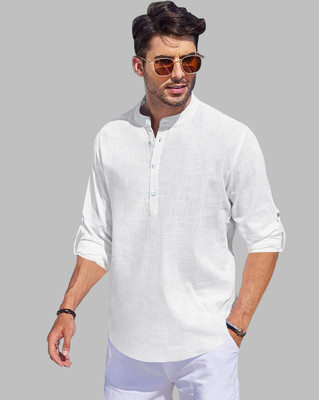 EyeBogler Men Solid Straight Kurta(White)