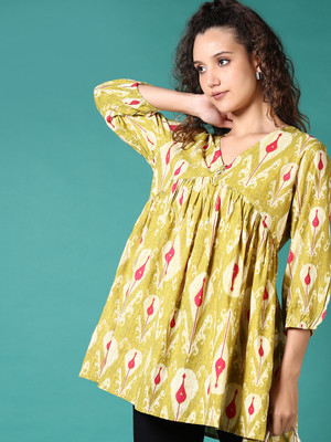 V-MART Women Solid A-line Kurta(Green)