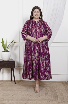 Swasti Women Printed Flared Kurta(Purple)