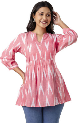 RAISHREE Women Printed Flared Kurta(Pink)