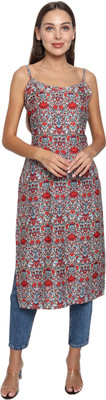 KAUTAQII Women Printed Straight Kurta(Multicolor)