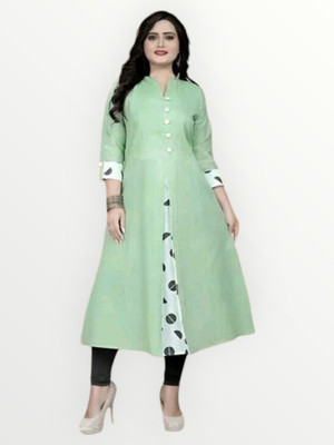 Ranrasiya Tex Women Solid Straight Kurta(Light Green)