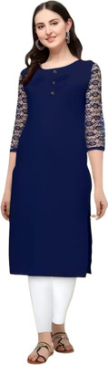 HouseOfCommon Women Self Design A-line Kurta(Blue)