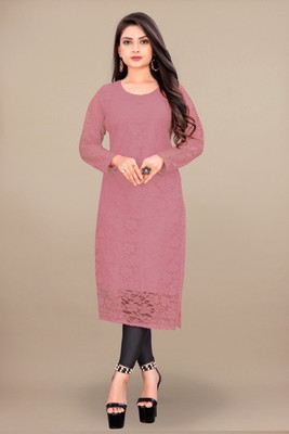 Lakshya Fashion Mart Women Self Design A-line Kurta(Brown)