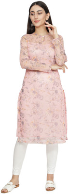 NUEVOSDAMAS Women Printed Straight Kurta(Pink)
