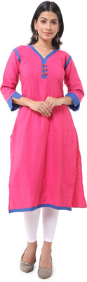 DESHBANDHU DBK Women Solid Straight Kurta(Pink)