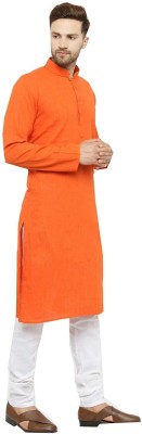 Vruta Trends Men Solid Straight Kurta(Orange)