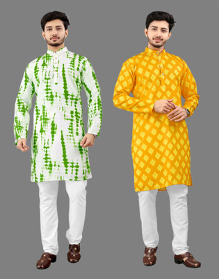 DHASU TRENDZ Men Dyed/Ombre, Printed Straight Kurta(Multicolor)