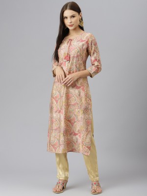 DIVENA Women Floral Print Straight Kurta(Pink)