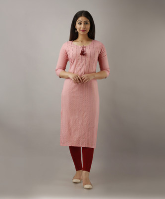 PARIKSHIT Women Embroidered Straight Kurta(Pink)