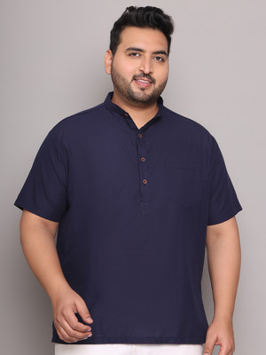 ED PLUS Men Solid Straight Kurta(Blue)