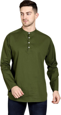MADE IN THE SHADE Men Self Design Straight Kurta(Dark Green)