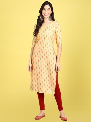 1 Stop Fashion Women Printed Straight Kurta(Yellow, Green, Maroon)