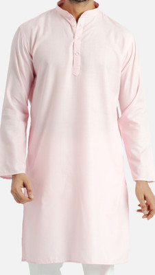 Niraj Creations Men Solid Straight Kurta(Pink)
