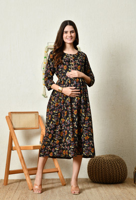 Silakiva Women Printed Gown Kurta(Multicolor)