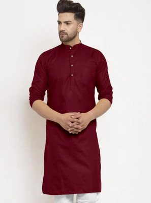 Jayenterprise Men Solid Straight Kurta(Maroon)
