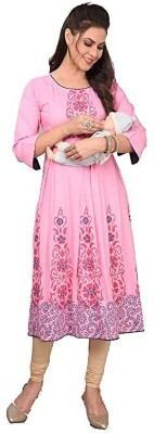 top by Fashion Women Printed Anarkali Kurta(Pink)