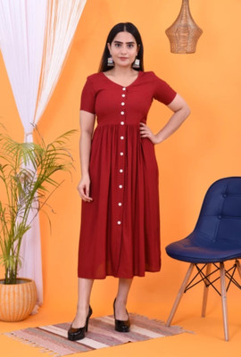 Sahiba creation Women Solid A-line Kurta(Maroon)