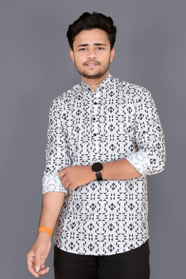 swasticlothiq Men Printed Straight Kurta(Pink)
