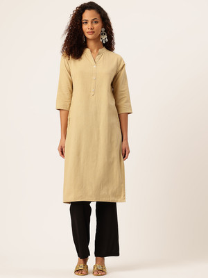 Feranoid Retail Women Solid Straight Kurta(Beige)
