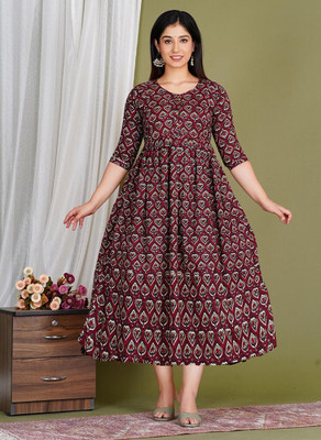 Stylishthreads Women Printed Flared Kurta(Multicolor)