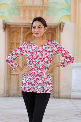 SOGIYA COLLECTION Women Floral Print A-line Kurta(Pink)