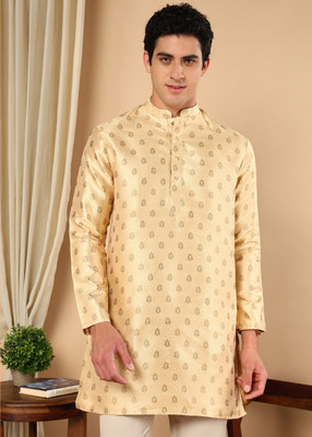 Tattva Men Printed Straight Kurta(Beige)