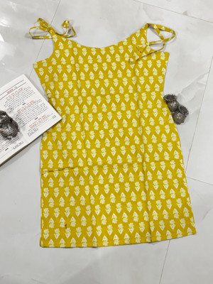 Aether Fashion Women Printed Straight Kurta(Yellow)