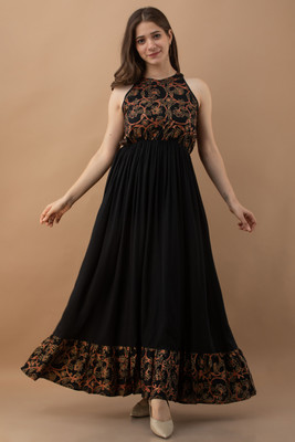 PURSHOTTAM WALA Women Ethnic Dress Black Ankle Length Dress