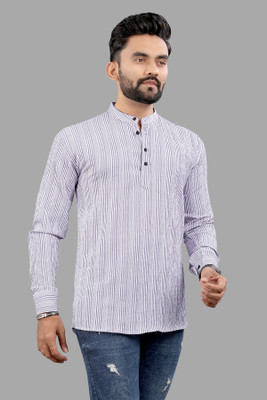 Nofilter Men Striped Straight Kurta(Purple)
