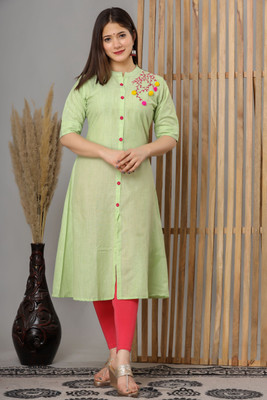 EMPIRE STYLE Women Embroidered Frontslit Kurta(Multicolor)