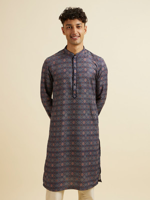 MANYAVAR Men Printed Straight Kurta(Multicolor)