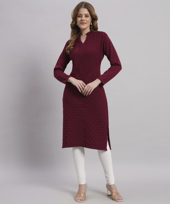 ZEPPI Women Self Design Straight Kurta(Pink)