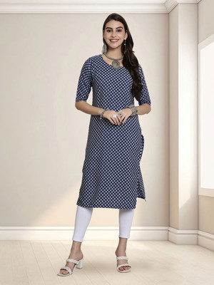 1 Stop Fashion Women Self Design A-line Kurta(Blue)