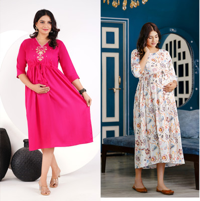 simran Women Printed Anarkali Kurta(Pink)