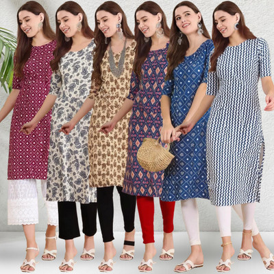 1 Stop Fashion Women Printed Straight Kurta(Multicolor)