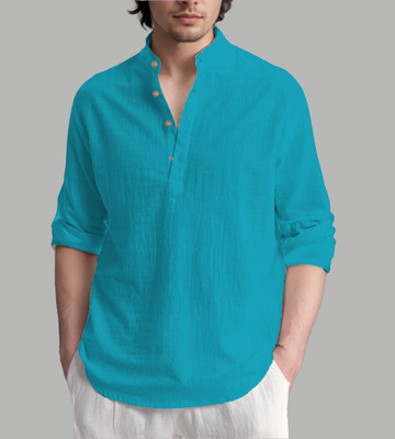 Univibe Men Solid Straight Kurta(Brown)