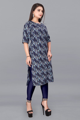TITHIGARMENT Women Printed A-line Kurta(Blue)