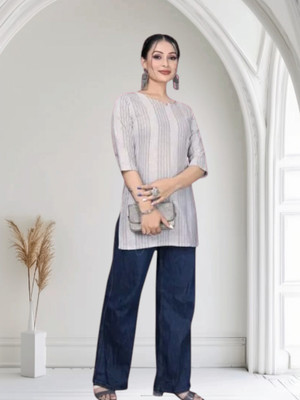 Rangrasiya Creation Casual Striped Women White Top